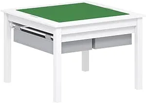 Utex 2 in 1 Kids Construction Play Table with Storage Drawers and Built in Plate