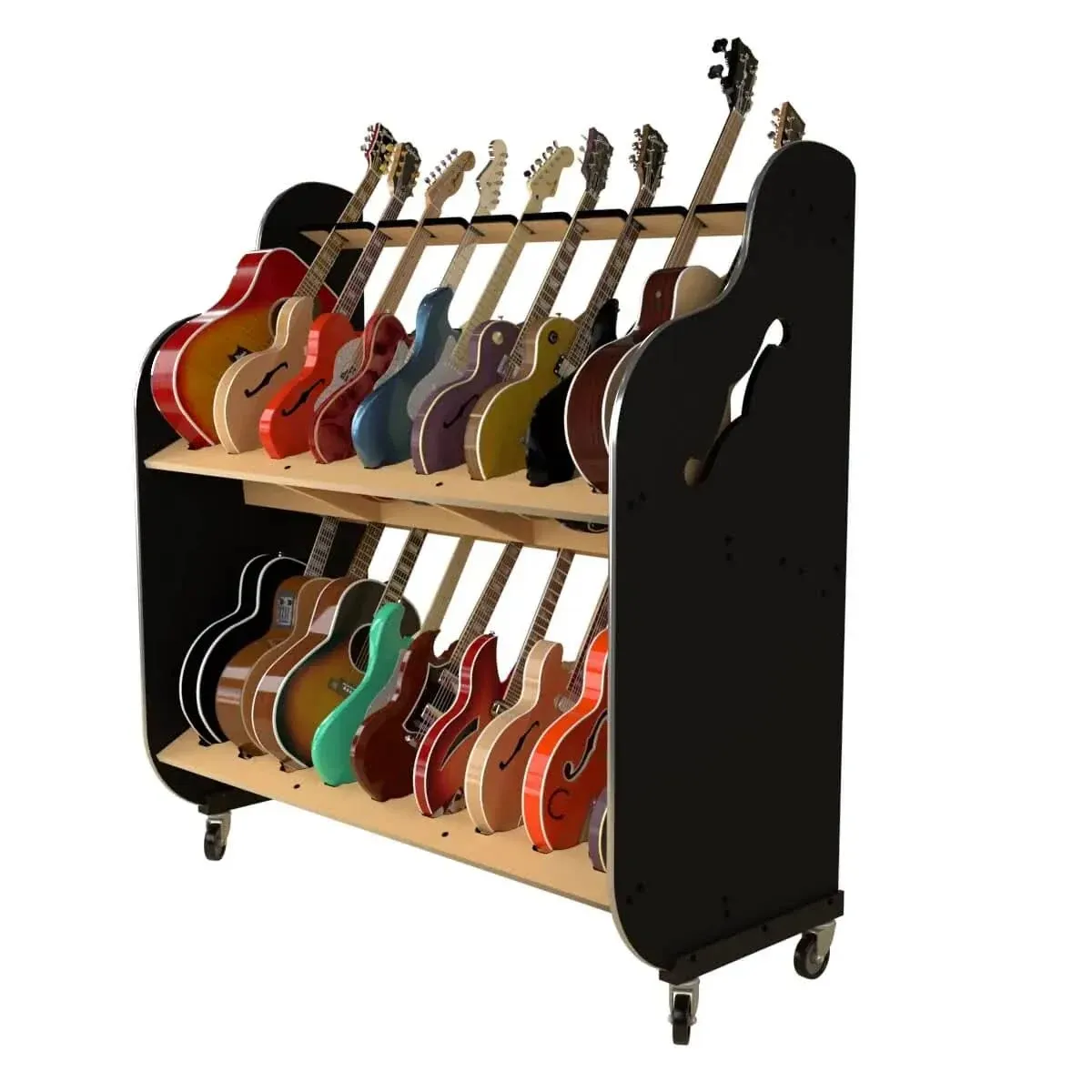 A&amp;S Crafted Products The Session-Pro Double-Stack Mobile Guitar Rack