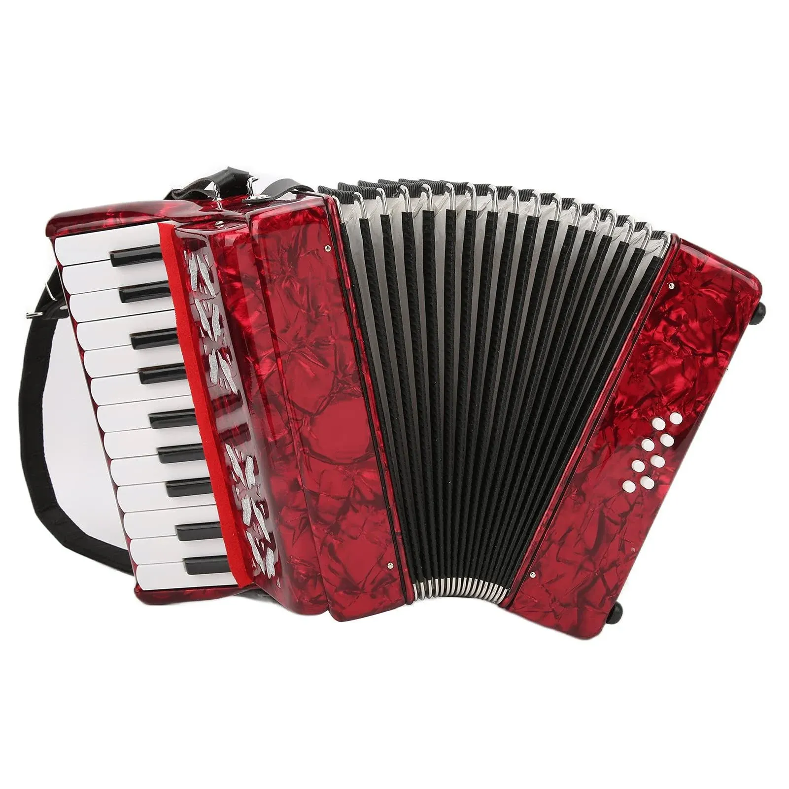 Beginner Accordion, 22 Key 8 Bass Professional Accordion with Adjustable Shoulde