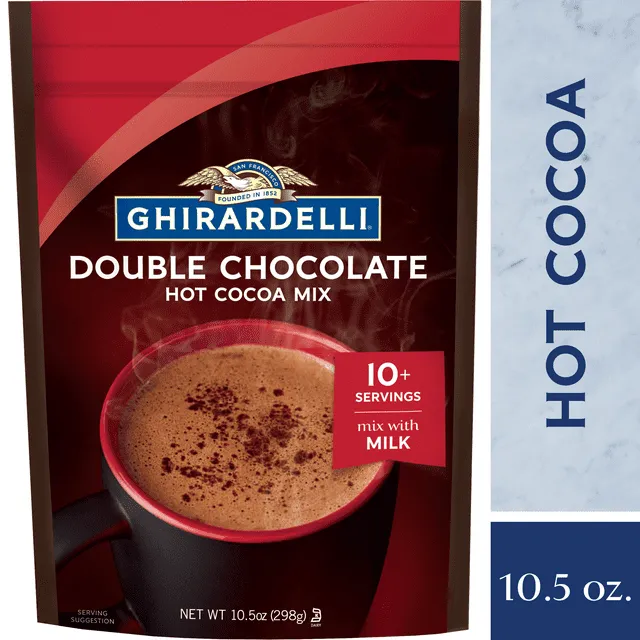 GHIRARDELLI Double Chocolate Premium Hot Cocoa Mix, 10.5 OZ Bag (Pack of 6) 