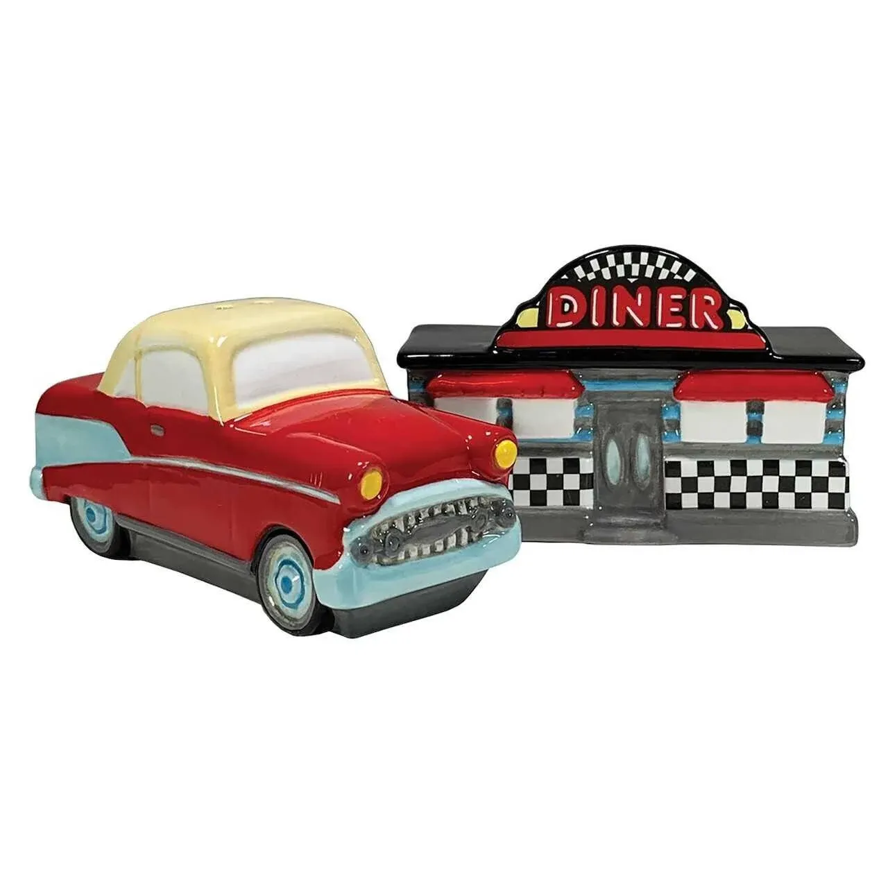 Streamline Road Trip Hot Rod and Diner Salt and Pepper Set