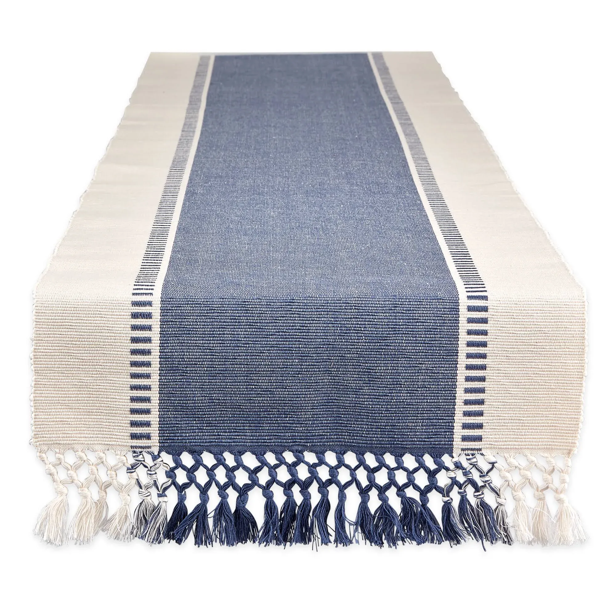 DII French Blue Dobby Stripe 13&quot; x 108&quot; 13&quot; x 108&quot; Table Runner