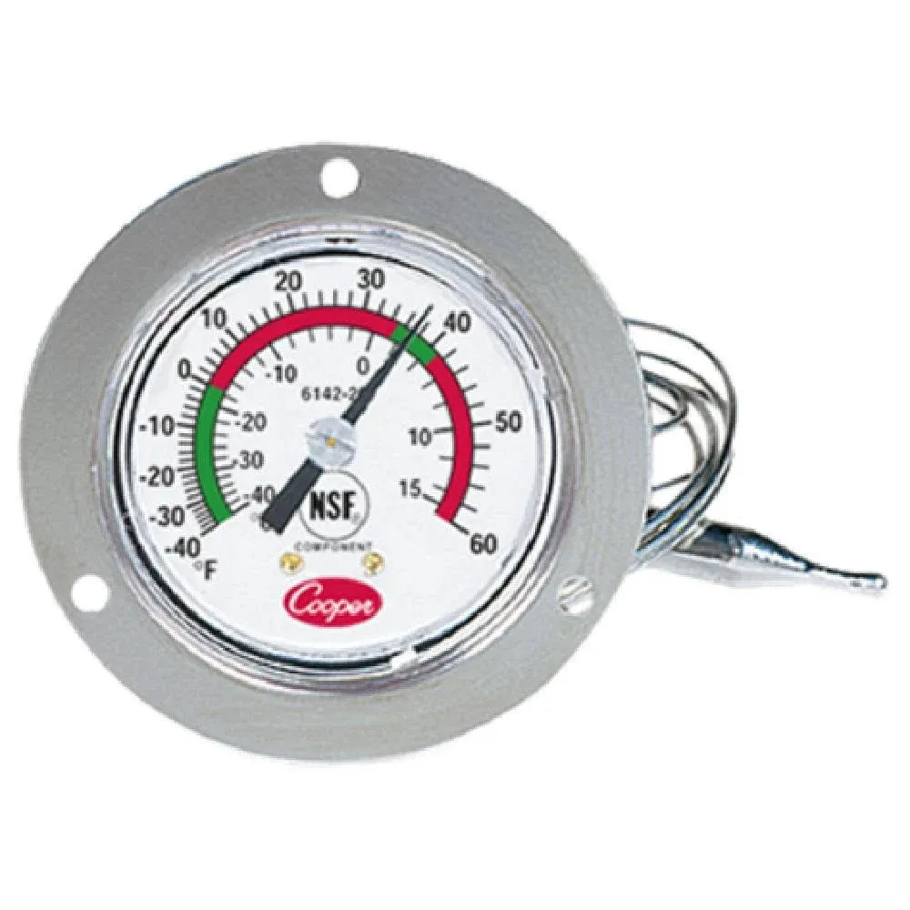 Cooper-Atkins 6142-20 -40/60F Front Flange Back Connect Panel Thermometer with 48” Capillary