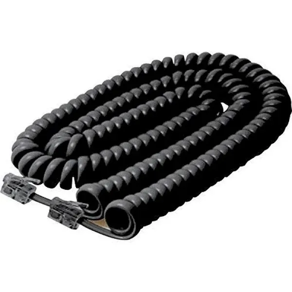 Handset Coiled Cord Black, 25ft