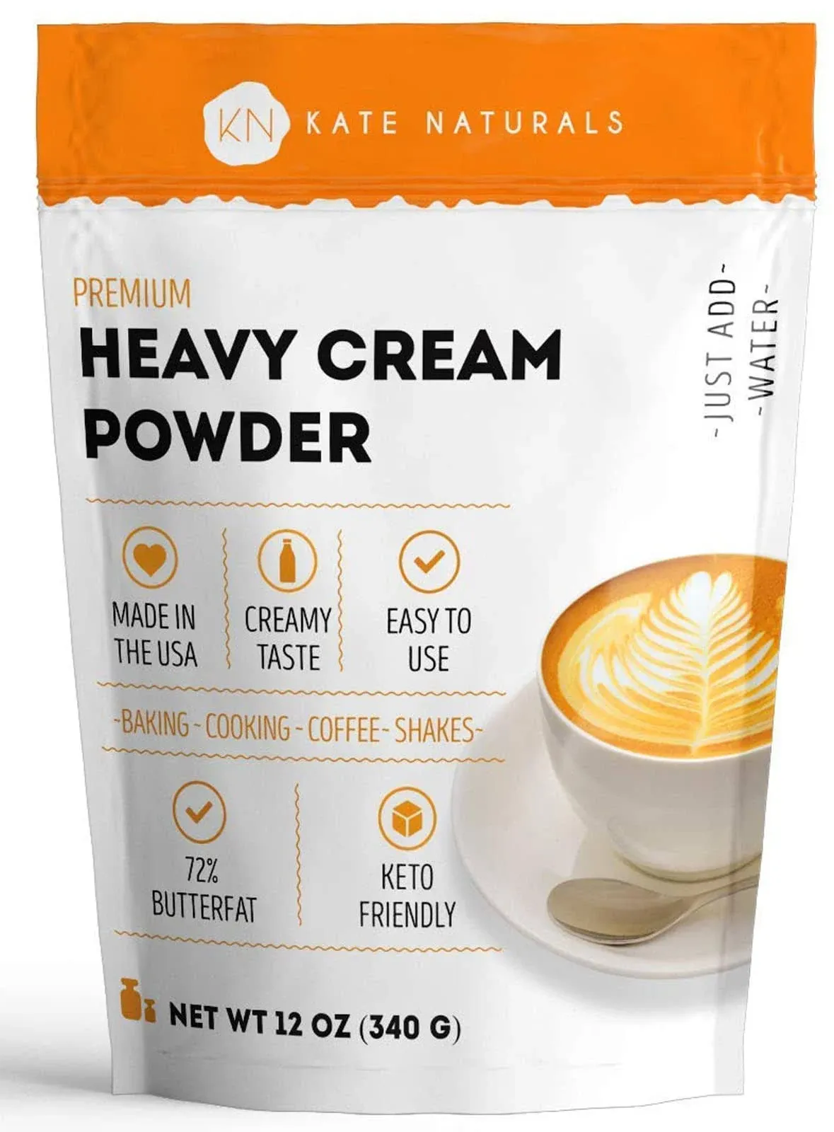 Heavy Cream Powder for Whipping Cream, Sour Cream, Butter, and Coffee. Keto Friendly and Gluten Free. 1-Year Guarantee (12oz)