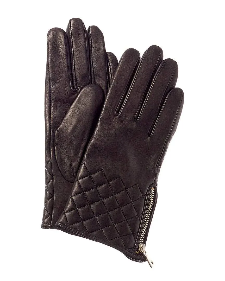 Bruno Magli Diamond Quilted Cashmere-Lined Leather Gloves Women&#039;s