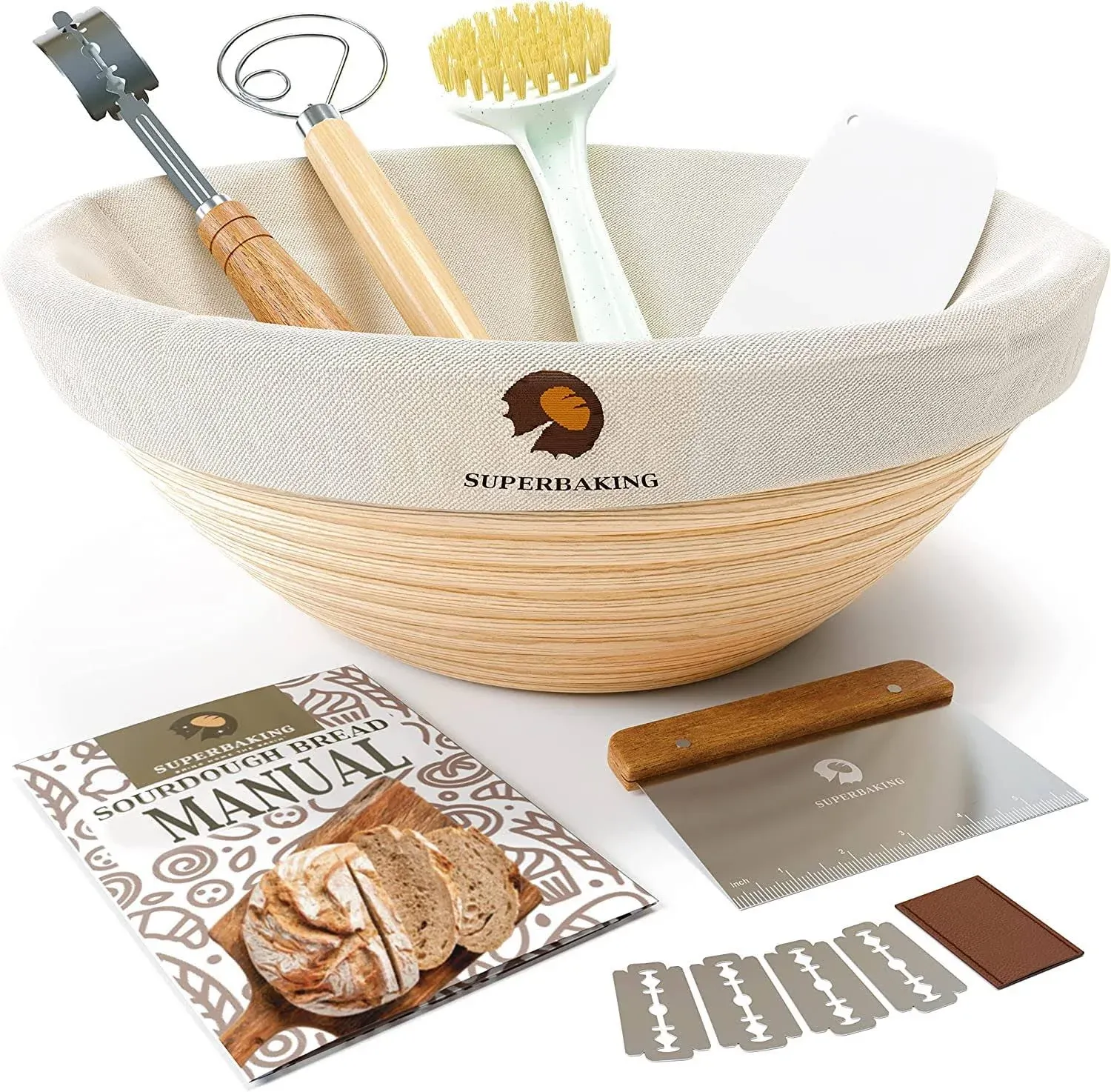  Bread Proofing Basket 9 inch Sourdough Starter Kit, Proofing Basket for Round