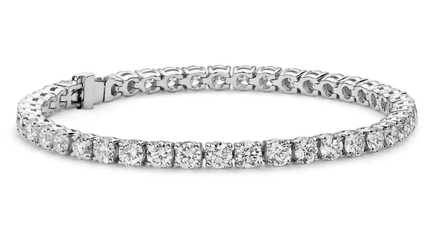 Cate & Chloe Olivia 18K Tennis Bracelet, Womens 18K White Gold Plated Tennis Bracelet W/Cubic Zirconia Crystals, 7.5" Sparkling