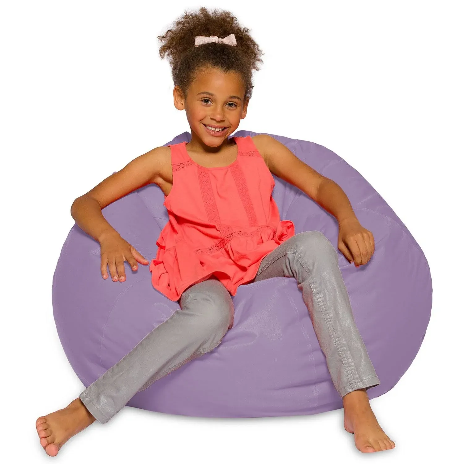 Posh Creations Bean Bag Chair for Kids, Teens, and Adults Includes Removable and Machine Washable Cover, 38in - Large, Heather Lavender