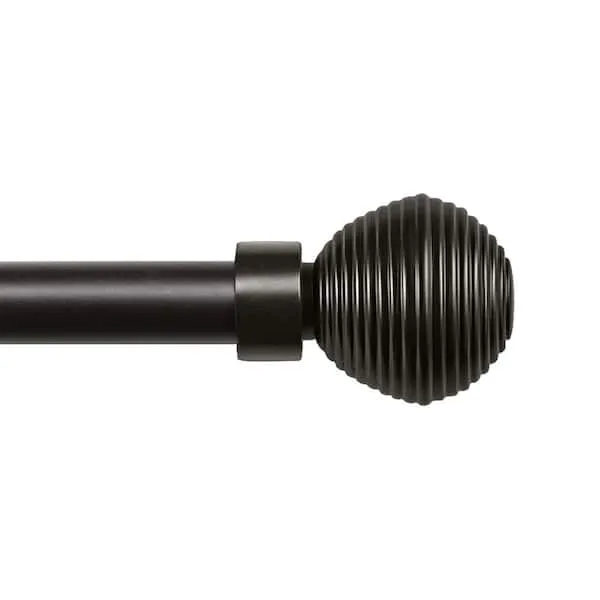 Modern Layer 36 in. - 72 in. Adjustable 1 in. Single Curtain Rod Kit in Matte Bronze with Finial