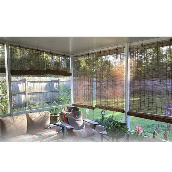 Roller Blinds Outdoor Shade H 64'' 72'' 84'' Light Filtering Roller Blinds Window Shade Bamboo Sunshade Patio Blinds for Deck Porch Balcony Backyard, 