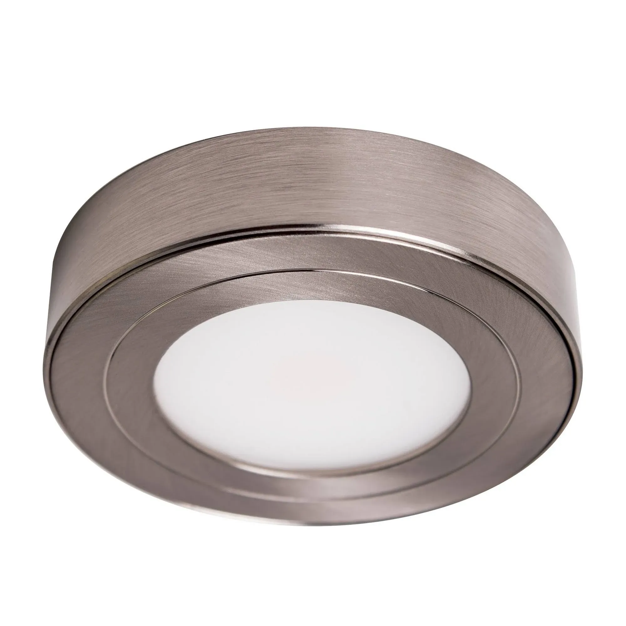 Armacost Lighting PureVue Dimmable Soft White LED Puck Light Brushed Steel