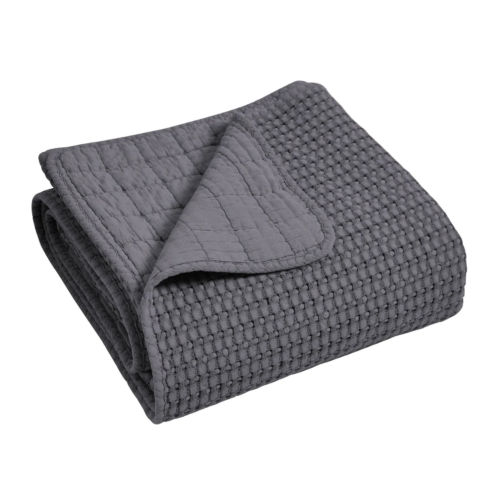 Levtex Home Mills Waffle Quilted Throw - Charcoal