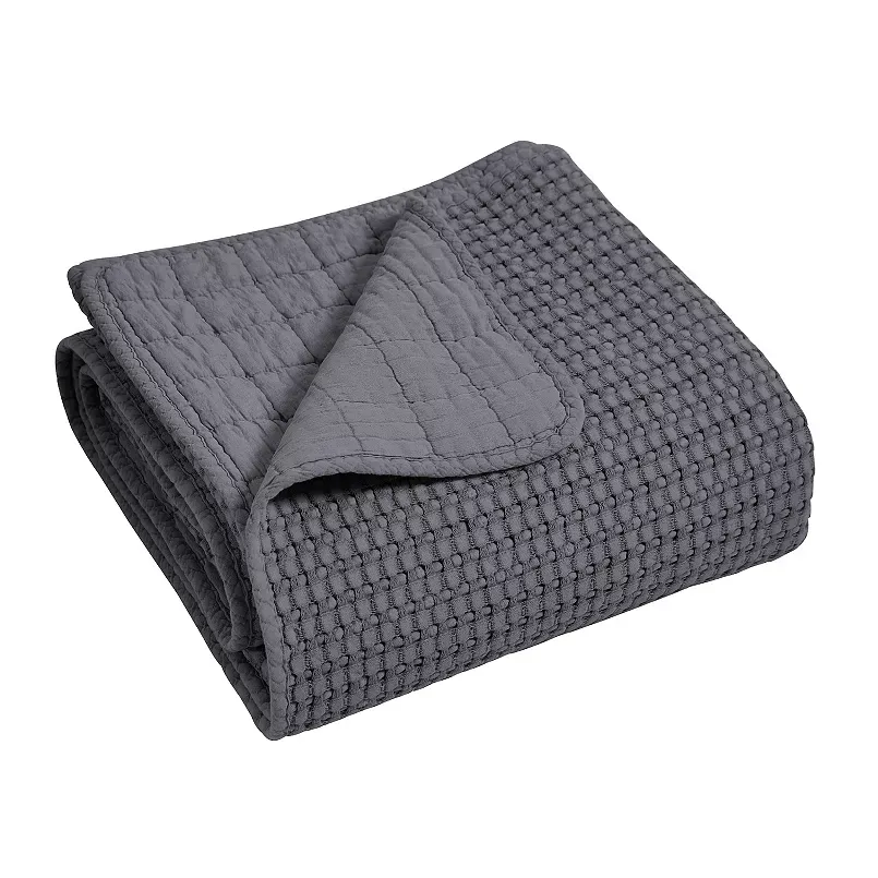 Levtex Home Mills Waffle Charcoal Quilted Throw