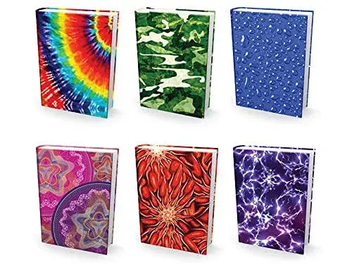 Book Sox Stretchable Book Cover: Jumbo 6 Print Value Pack. Fits Most Hardcover Textbooks up to 9 x 11. Adhesive-Free, Multicolor