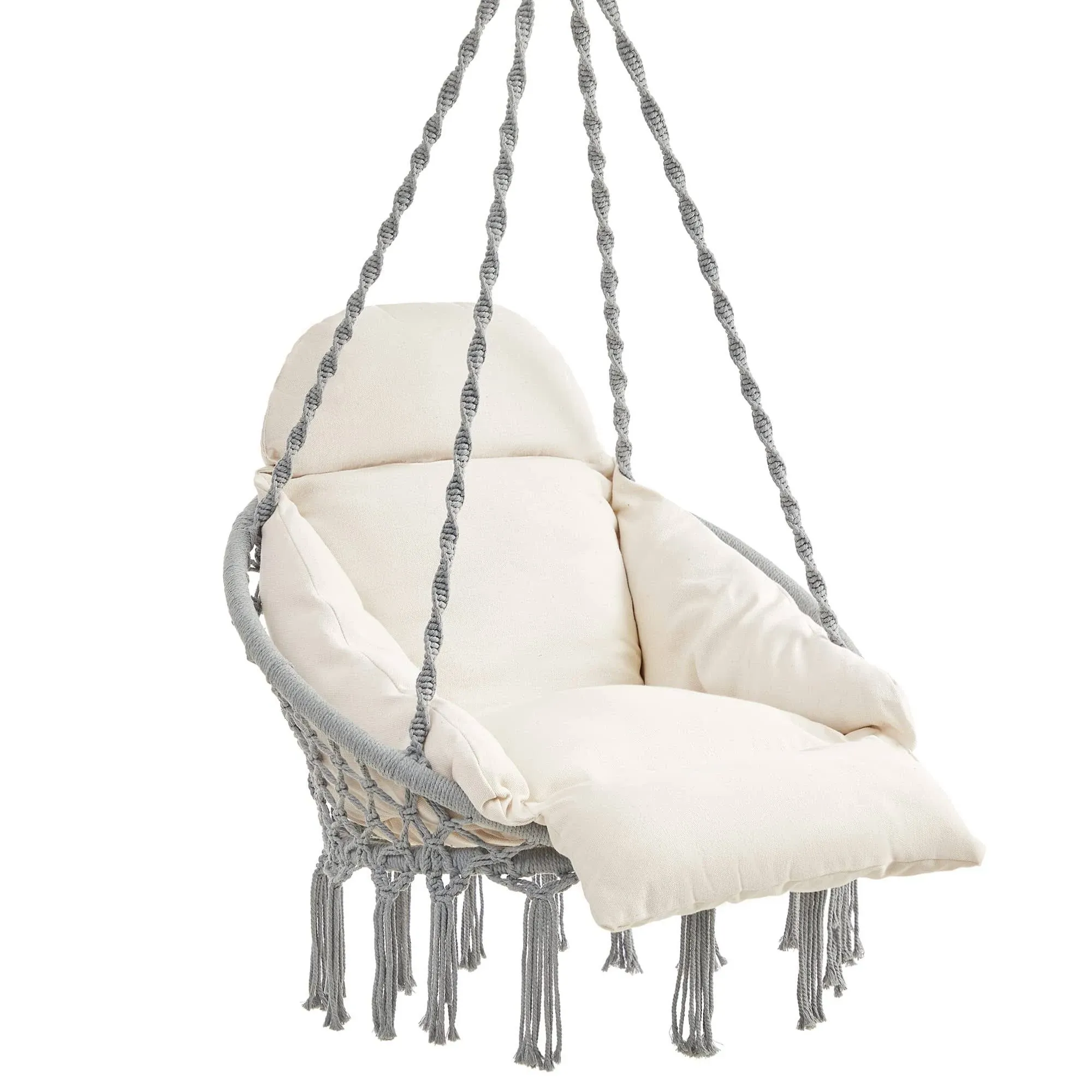 SONGMICS Hanging Chair, Hammock Chair with Large, Thick Cushion, Boho Swing Chair ...