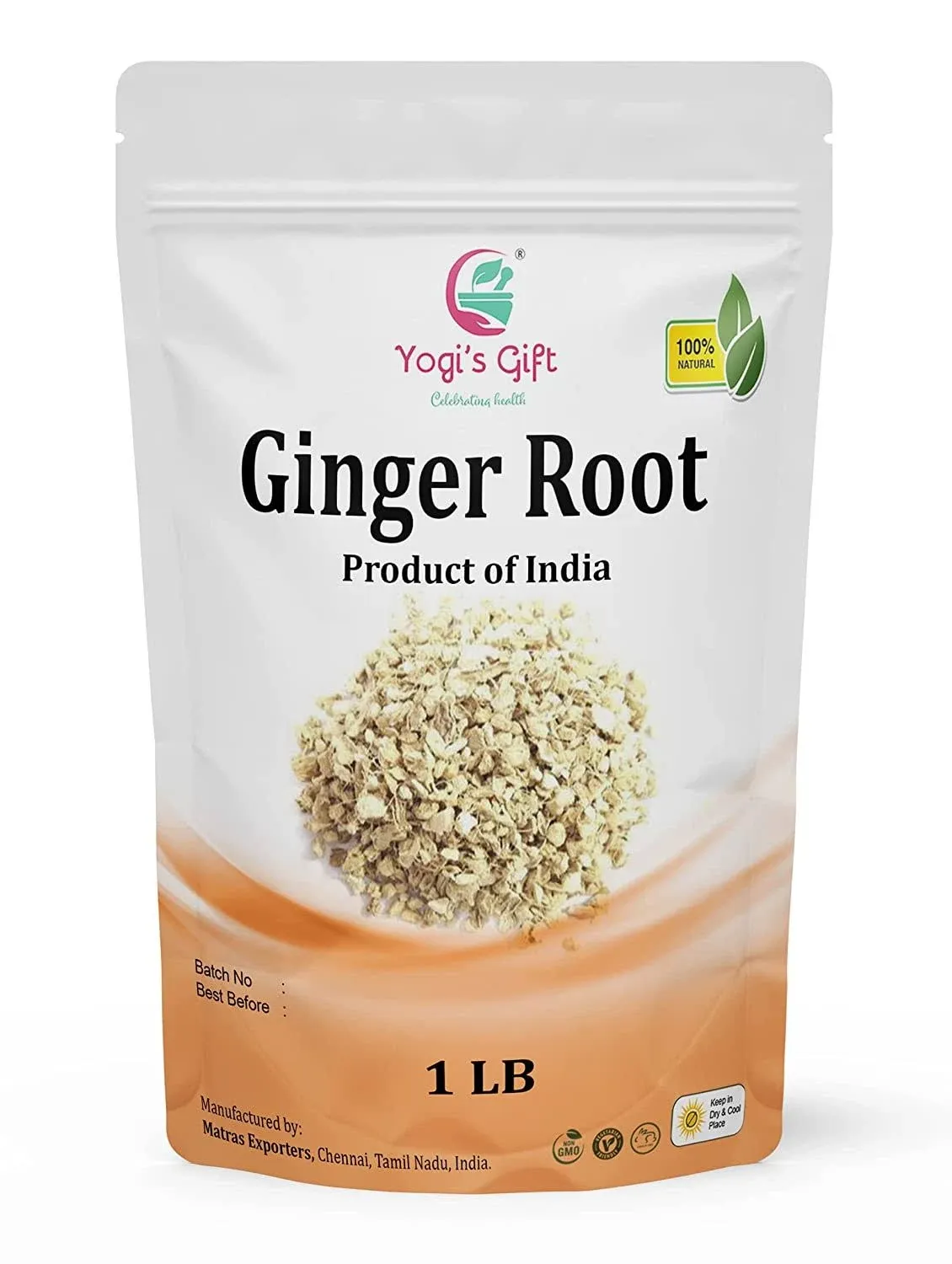 Dried Ginger Root 1 LB (16 Oz)| Cut and Sifted Dried Ginger Pieces | As Spicy as Fresh Ginger | Flavourful Indian Spice |100% Pure and Natural For Making Flavourful Ginger Tea | By Yogi's Gift®