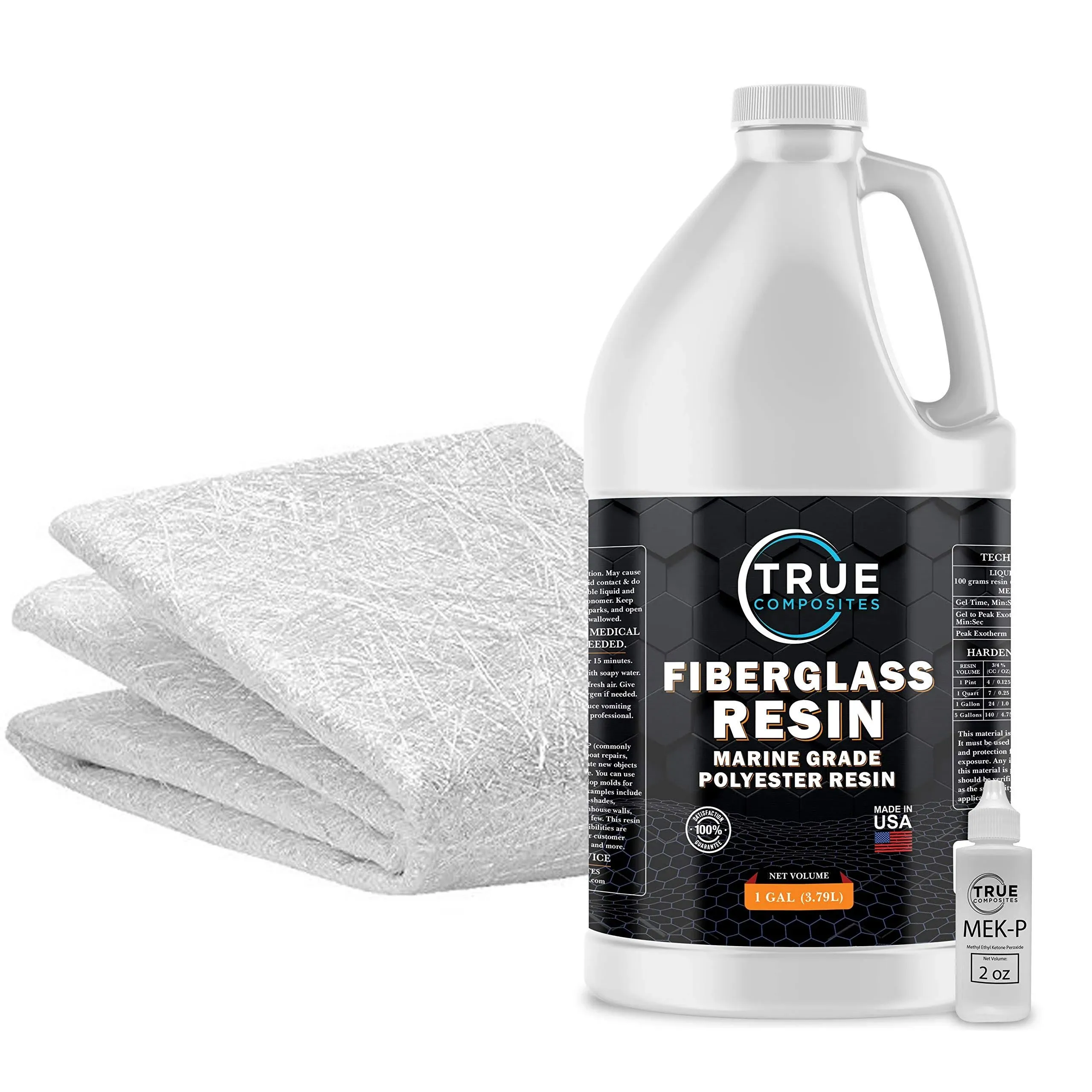 Fiberglass Repair Kit 1 Gallon Polyester Resin and 1708x38x5 Yard Biaxial Cloth