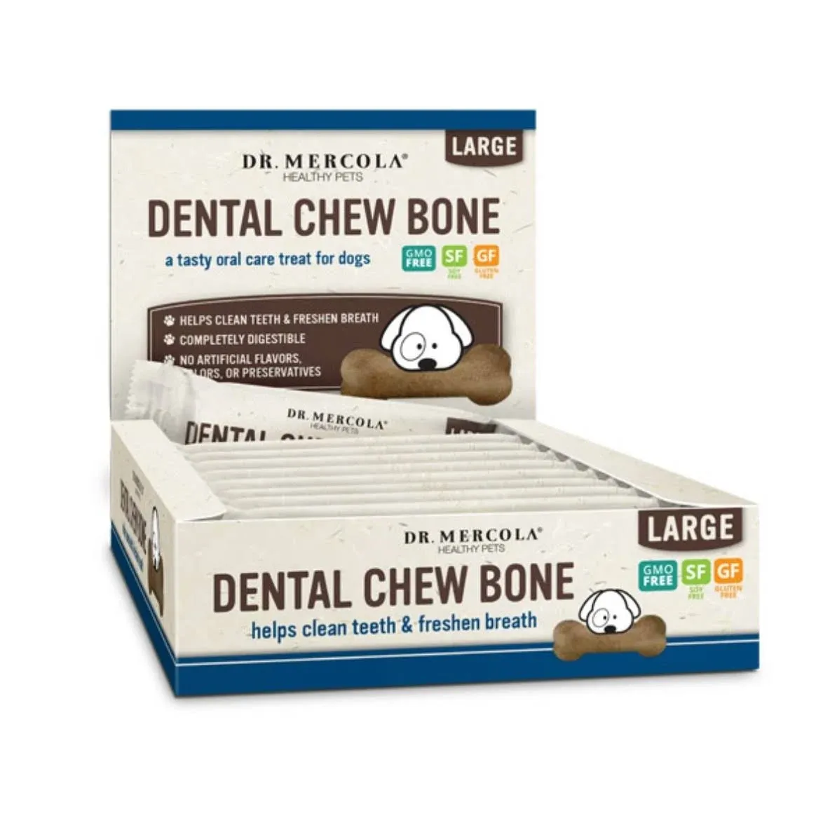 Dr Mercola Dog Dental Bones, for Large Dogs, 12 per Box