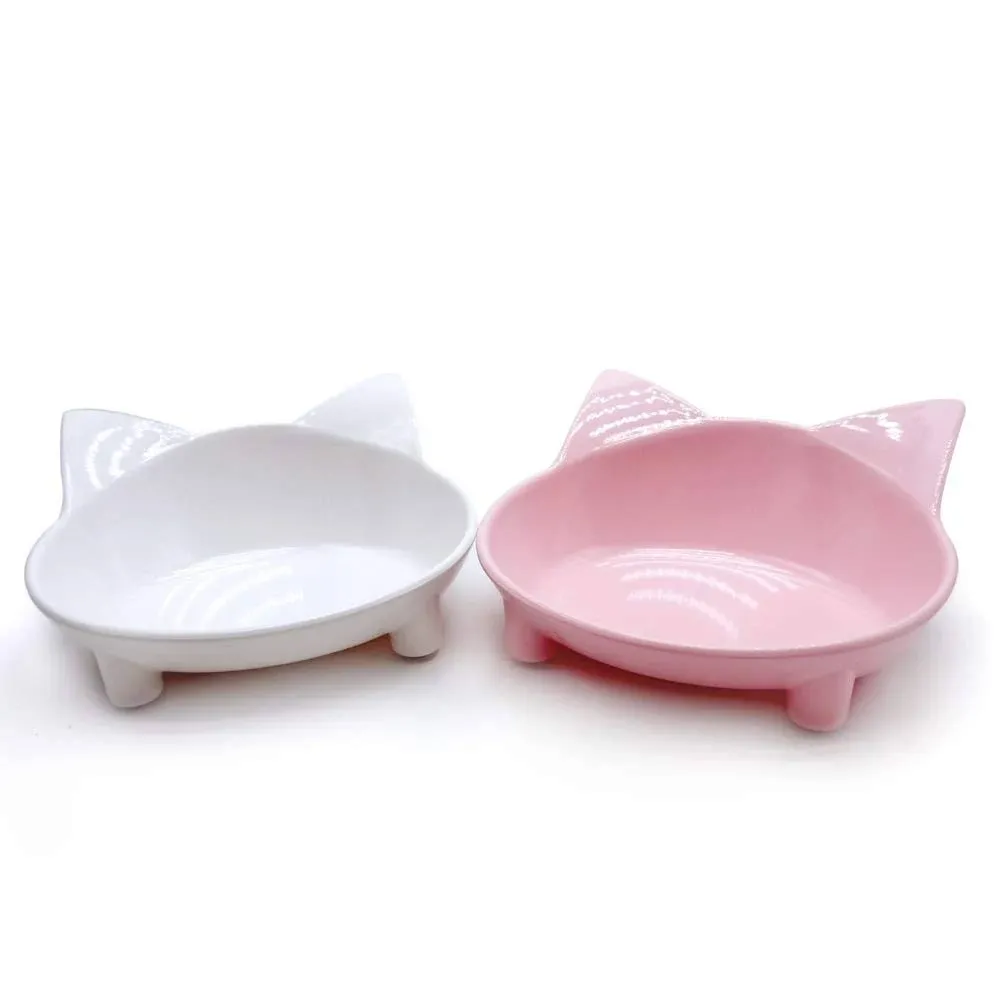 Lorde Cat Bowls,Shallow Cat Food Bowls, Double Wide Cat Dish Non Slip Cat Feeding ...