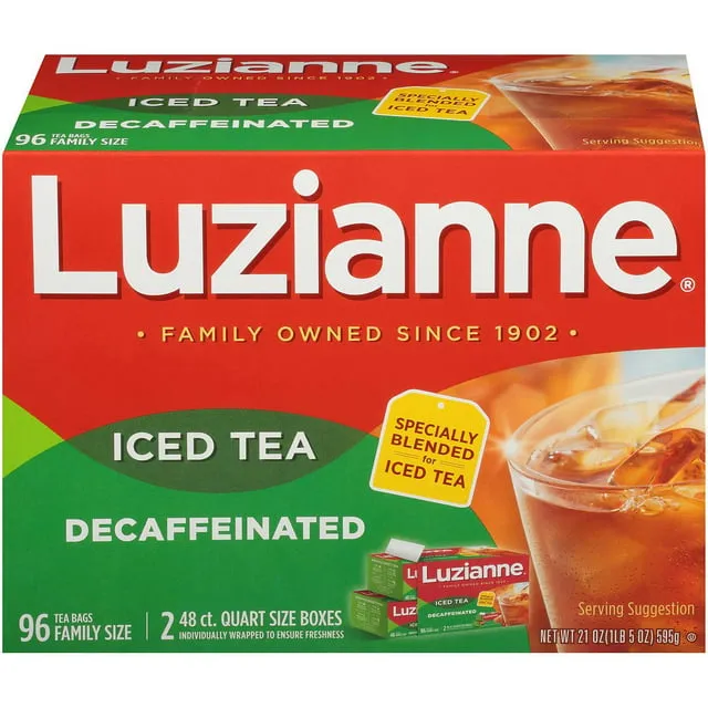 Luzianne Decaffeinated Iced Tea Bags, Family Size, Unsweetened, 144 Tea Bags (6 Boxes Of 24 Count Pack), Specially Blended For Iced Tea, Clear & Refreshing Home Brewed Southern Iced Tea