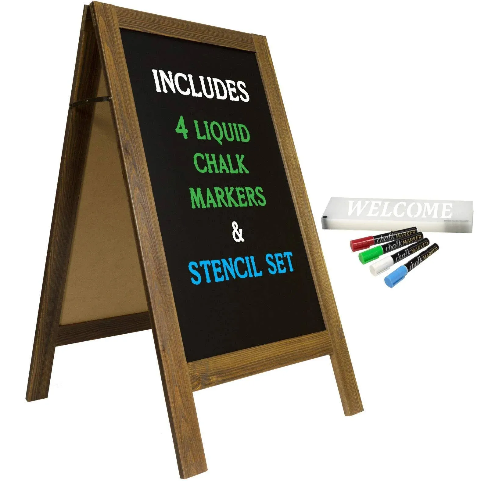 Large Sturdy Handcrafted 40&#034; x 20&#034; Wooden A-Frame Chalkboard 1 - Rustic 