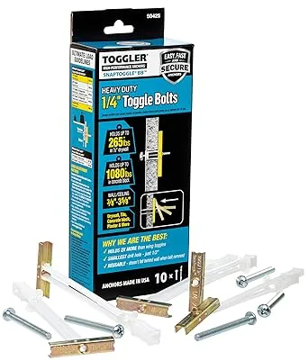 TOGGLER 1080-lb 1/4-in x Assorted Length Toggle Bolt Drywall Anchors with Screws Included (10-Pack)