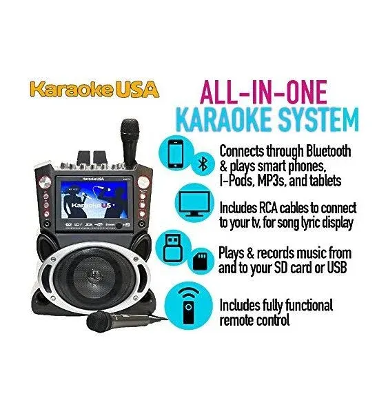 Karaoke USA GF845 Complete Karaoke System with 2 Microphones, Remote Control, 7