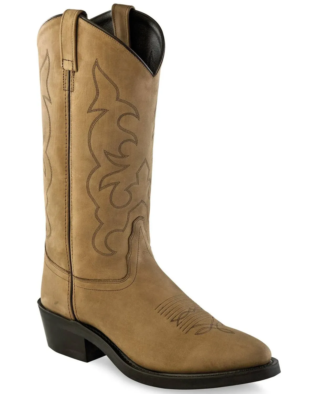 Old West Tan Mens Leather 13in Western Cowboy Boots