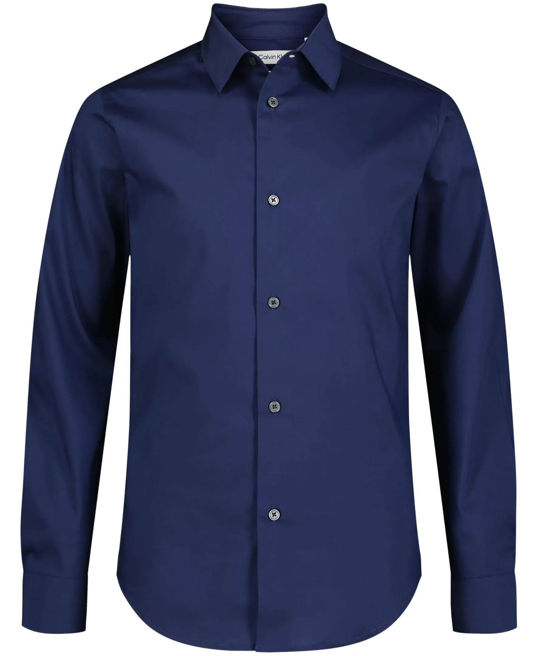 Calvin Klein Boys' Long Sleeve Slim Fit Dress Shirt, Button-Down Style with Cuffs & Shirttail Hem