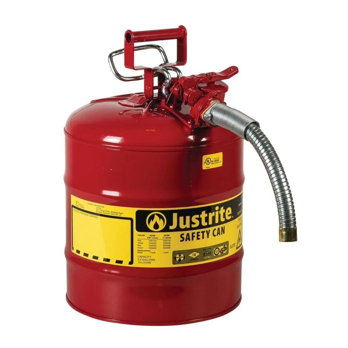 Justrite Safety Can 5 Gal Type II, Red