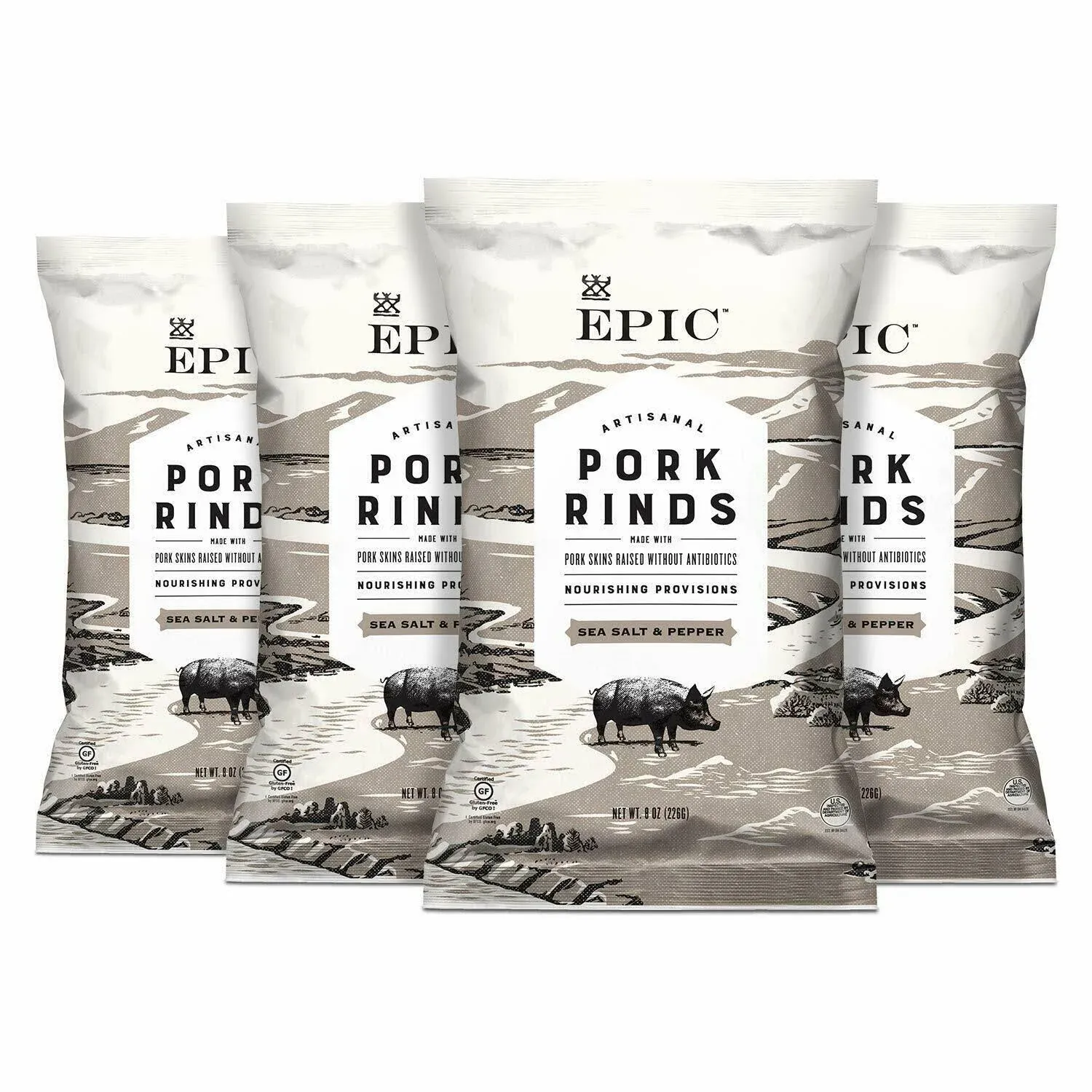 EPIC Sea Salt &amp; Pepper Pork Rinds, Keto Consumer Friendly, 2.5oz