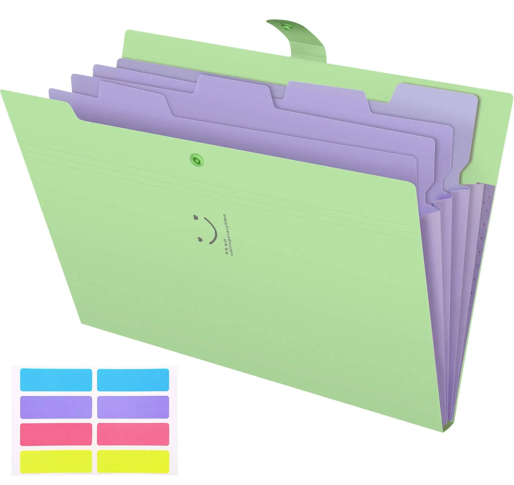 SKYDUE Letter A4 Paper Expanding File Folder Pockets Accordion Document Organizer (Green)