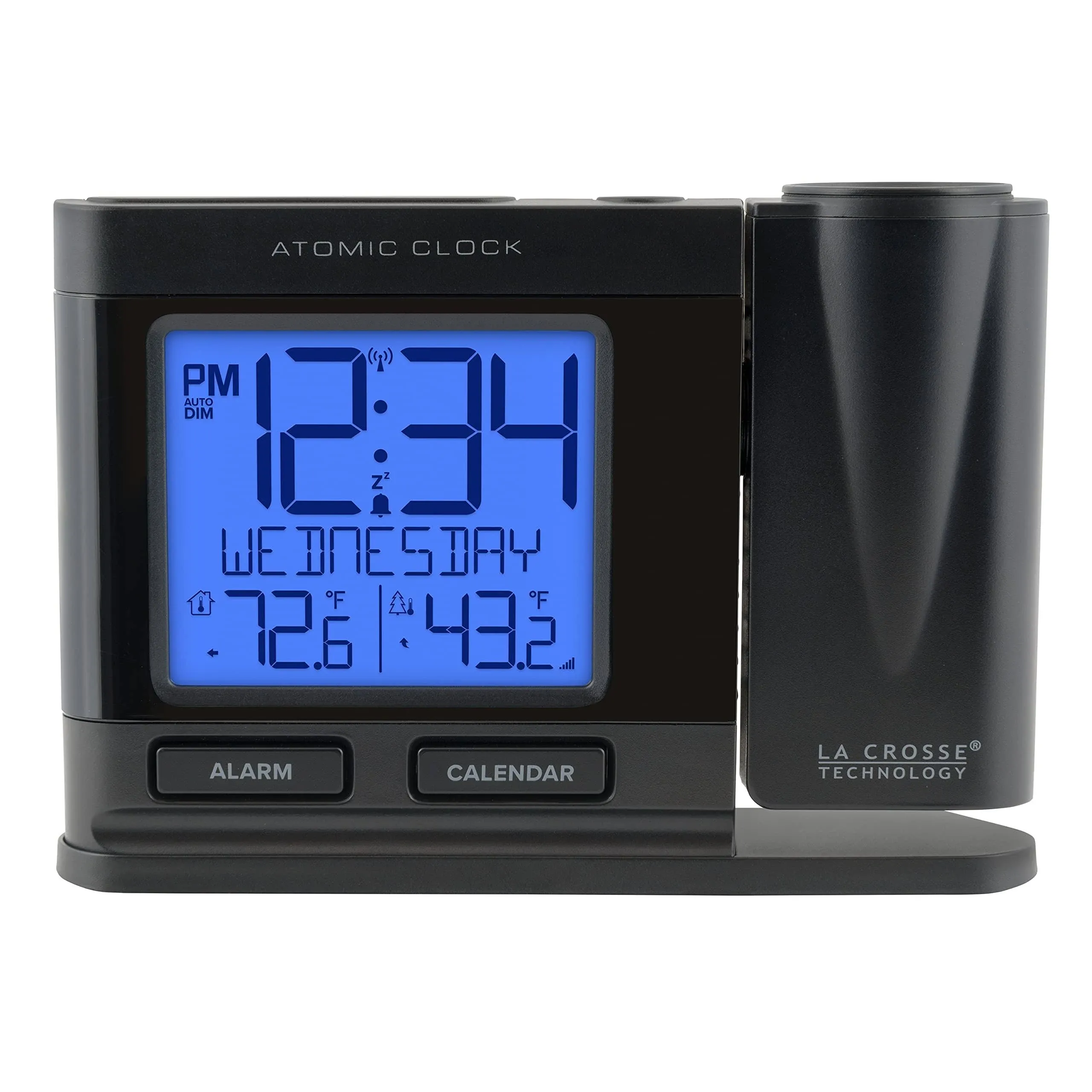 La Crosse Technology 616-41667-INT Black Atomic Projection Alarm Clock with Temperature & C85845-INT Weather Station, Black