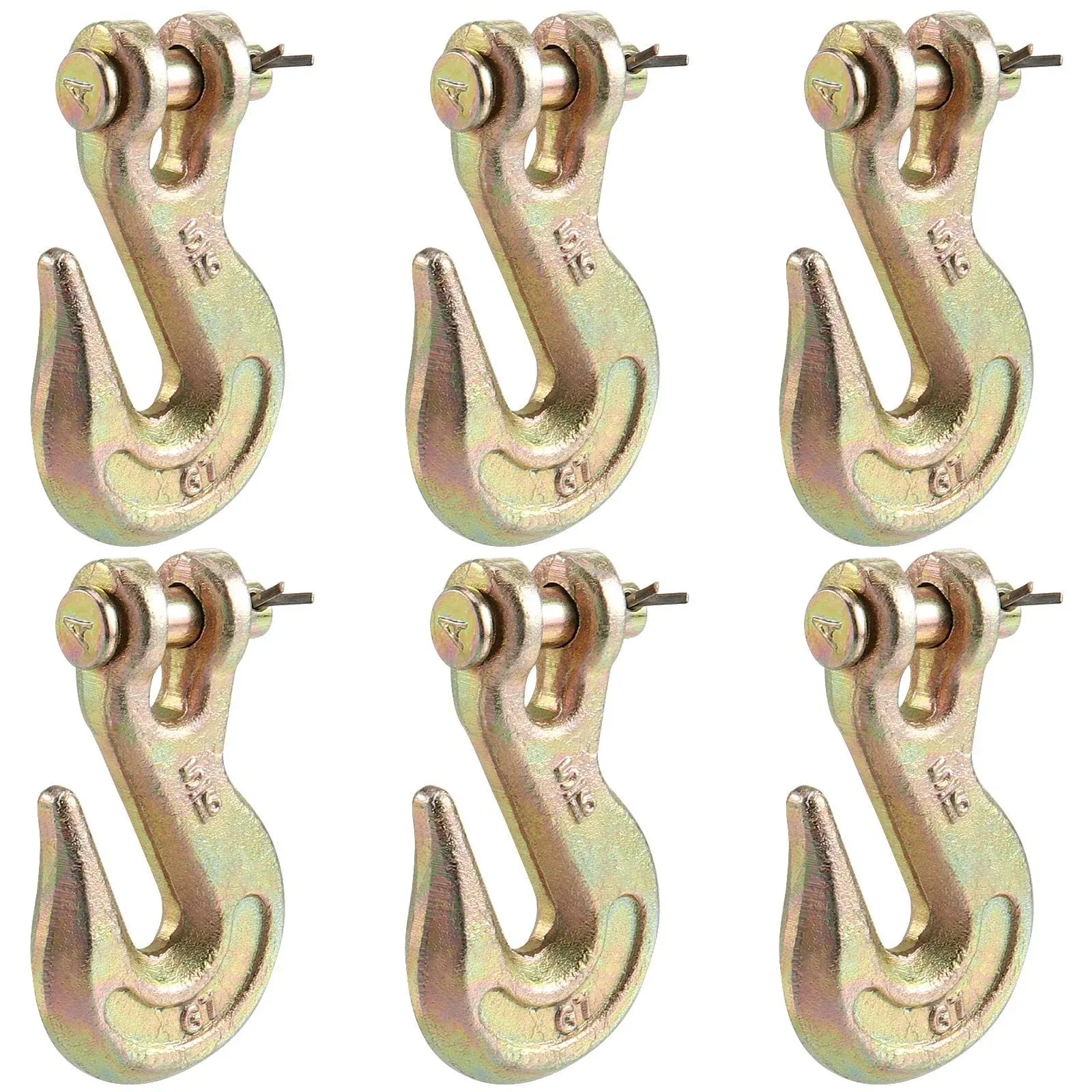 6 Pack 5/16 Inch Clevis Grab Hook G70 Tow Chain Safety Hook Forged Steel Clevis 