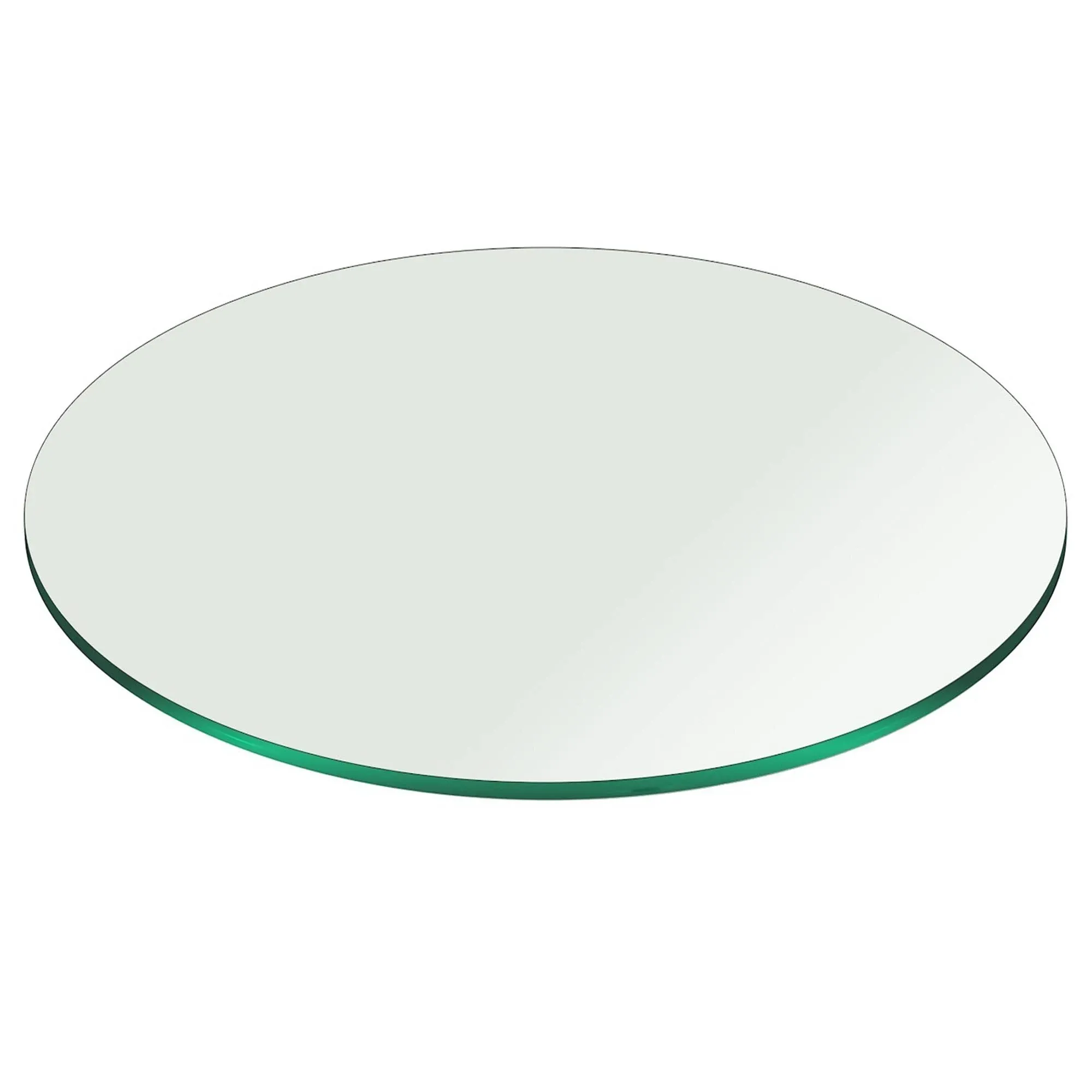 Fab Glass and Mirror Round 0.37 in. Thick Pencil Polish Tempered Glass Table Top