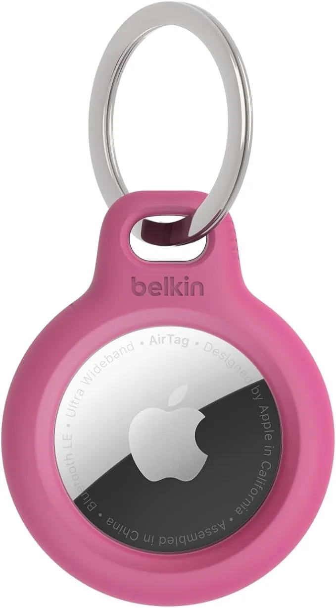 Belkin Apple AirTag Secure Holder with Carabiner - Durable Scratch Resistant Case With Open Face & Raised Edges - Protective AirTag Keychain Accessory For Keys, Pets, Luggage & More - Blue