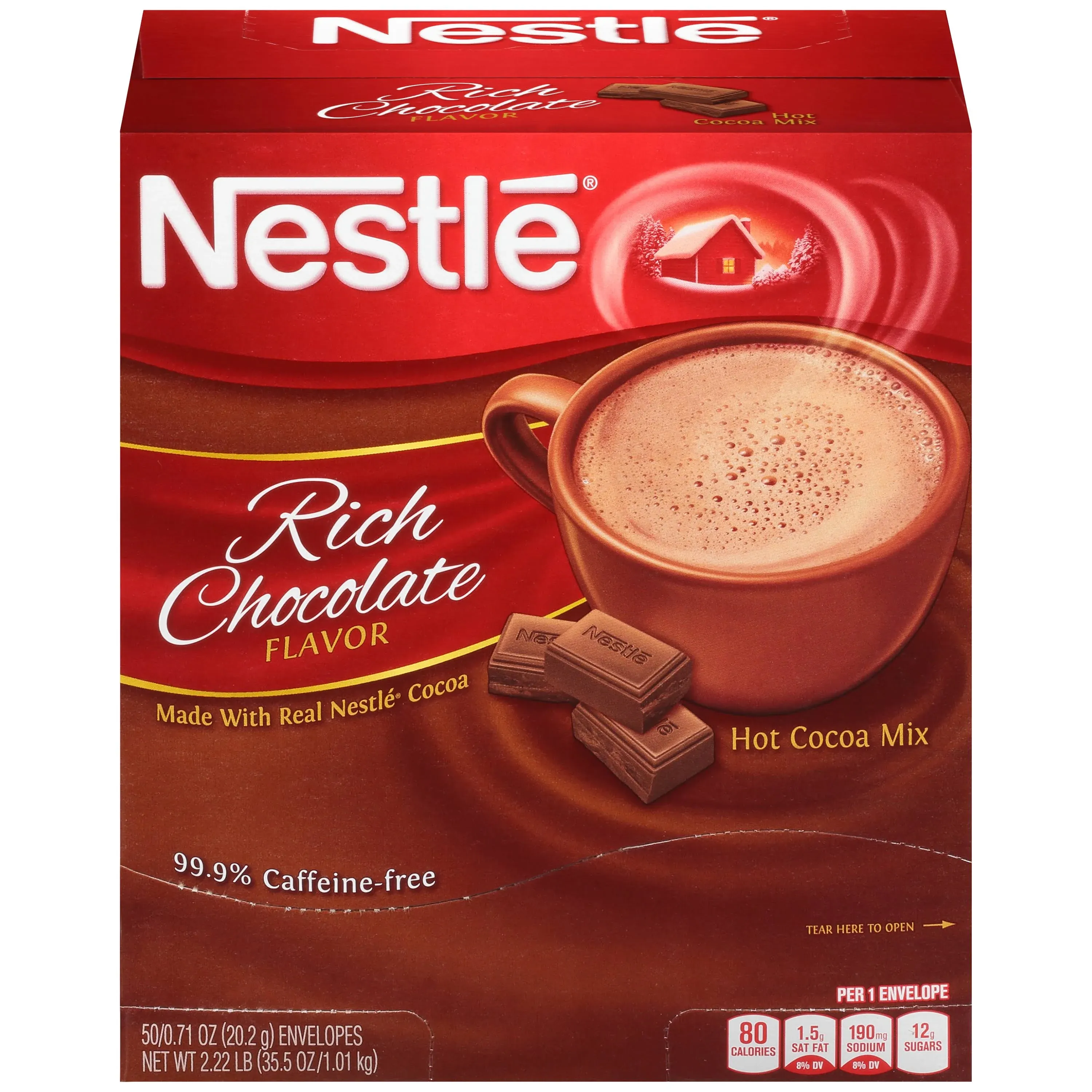 Nestle Hot Chocolate Packets, Hot Cocoa Mix, Rich Chocolate Flavor, Made with Real Cocoa, 50 Count (0.71 Oz each), 35.5 Oz