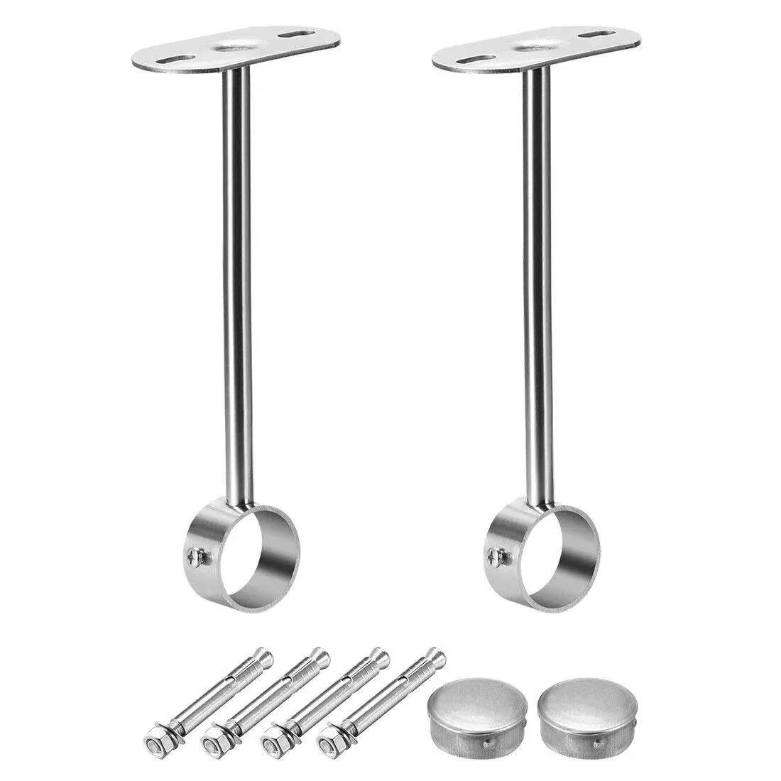 Uxcell Ceiling-Mount Bracket, Wardrobe Pipe Bracket, 32mm Dia, Shower Curtain Closet Wardrobe Rod Lever Support Holder Pipe Flange Socket 2pcs(300mm Height )