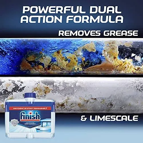 Finish Dual Action Dishwasher Cleaner: Fight Grease & Limescale, Fresh, 8.45 oz (Pack of 6)