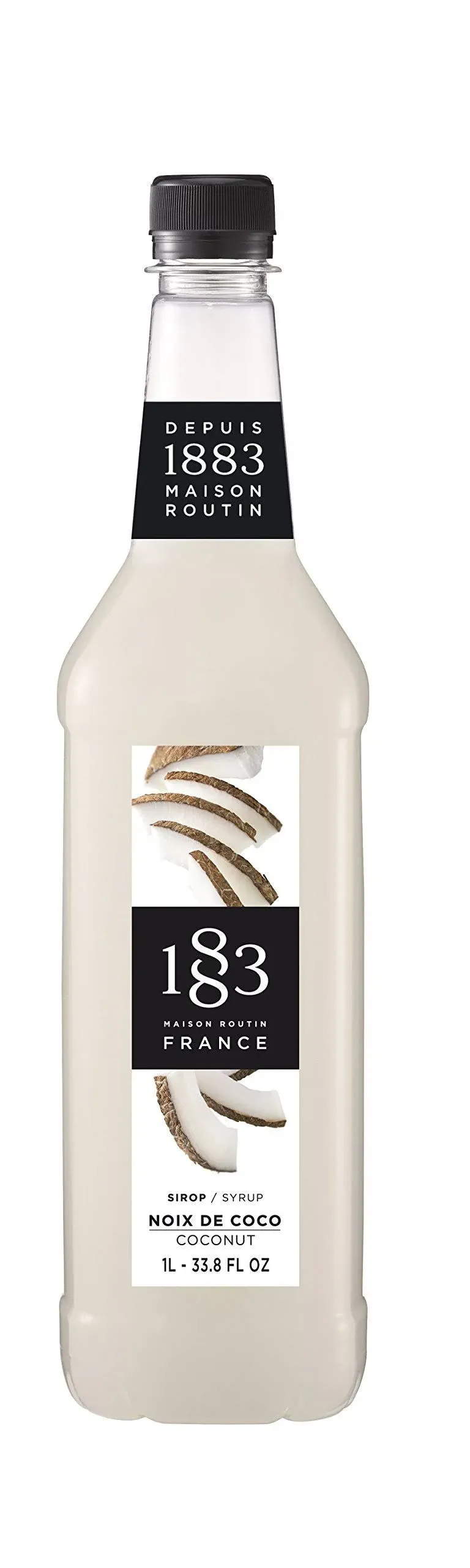 1883 Coconut Syrup - Flavored Syrup for Hot & Iced Beverages - Gluten-Free, Vegan, Non-GMO, Kosher, Preservative-Free, Made in France | 1 Liter Bottle (33.8 Fl Oz)