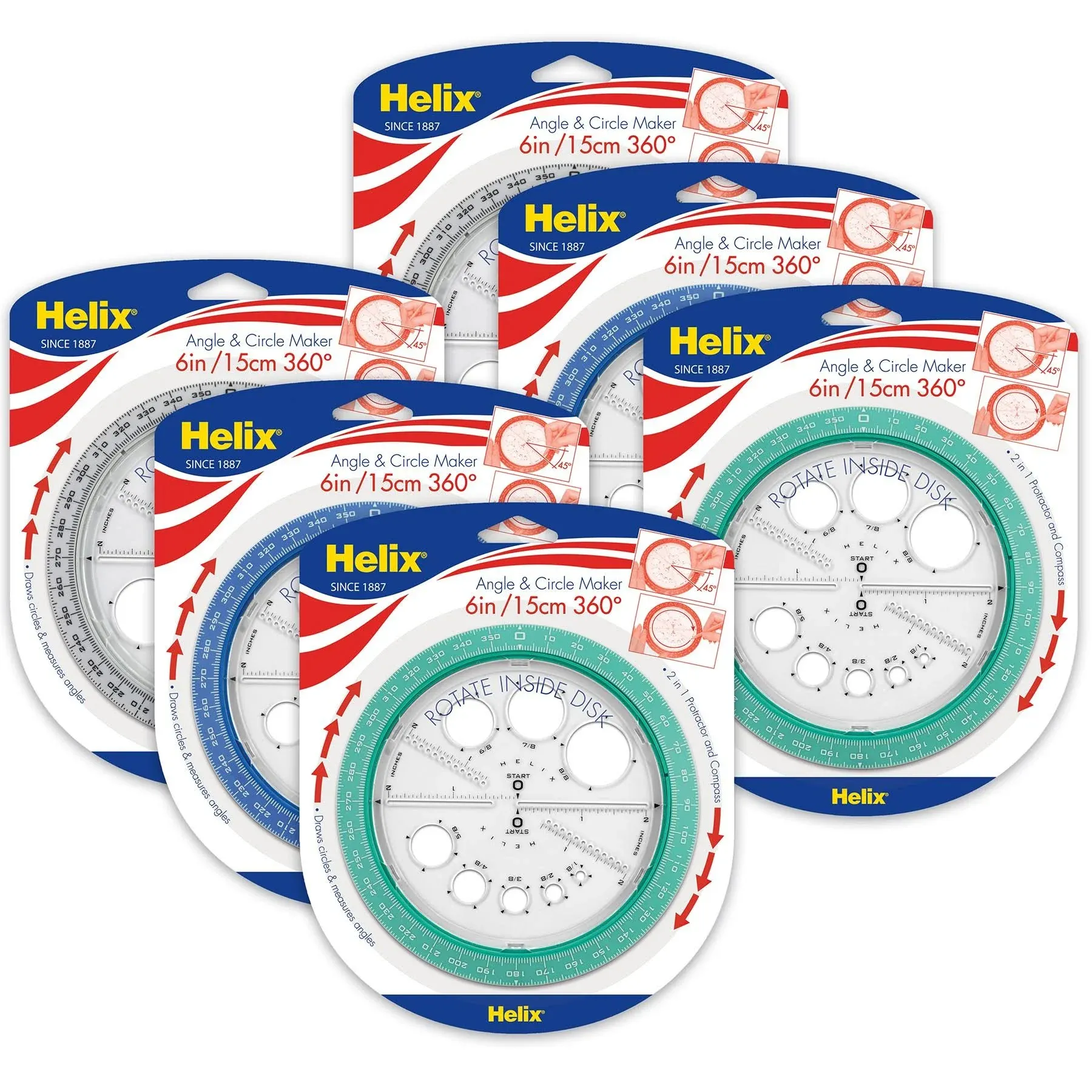 Maped Helix 360° Angle and Circle Maker Math Grade 5+ (MAP36002-6)