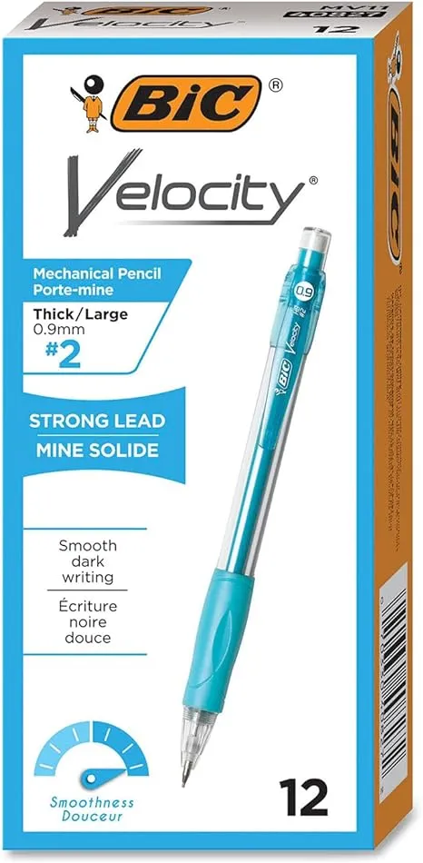 BIC MV11BK Velocity Original Mechanical Pencil, .9mm, Turquoise