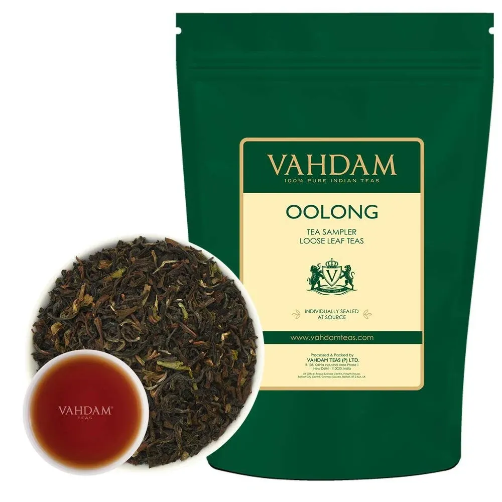 VAHDAM, Assorted Oolong Tea Sampler Gift Set (5 Teas Flavors, 25 Servings) Gluten Free, Non GMO - 5 Unblended Loose Leaf Tea Sampler | Tea Variety Pack, Gifts For Him/Her | Gifts for Women & Men