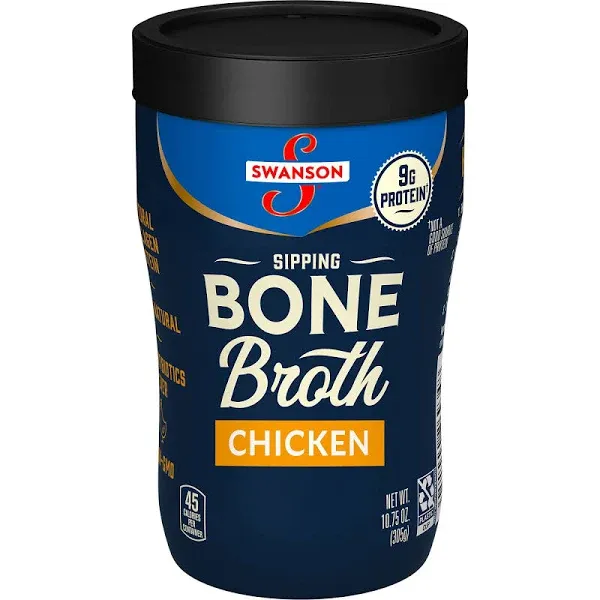 Swanson Sipping Bone Broth, Chicken Bone Broth, 10.75 Ounce Sipping Cup, Pack of 8