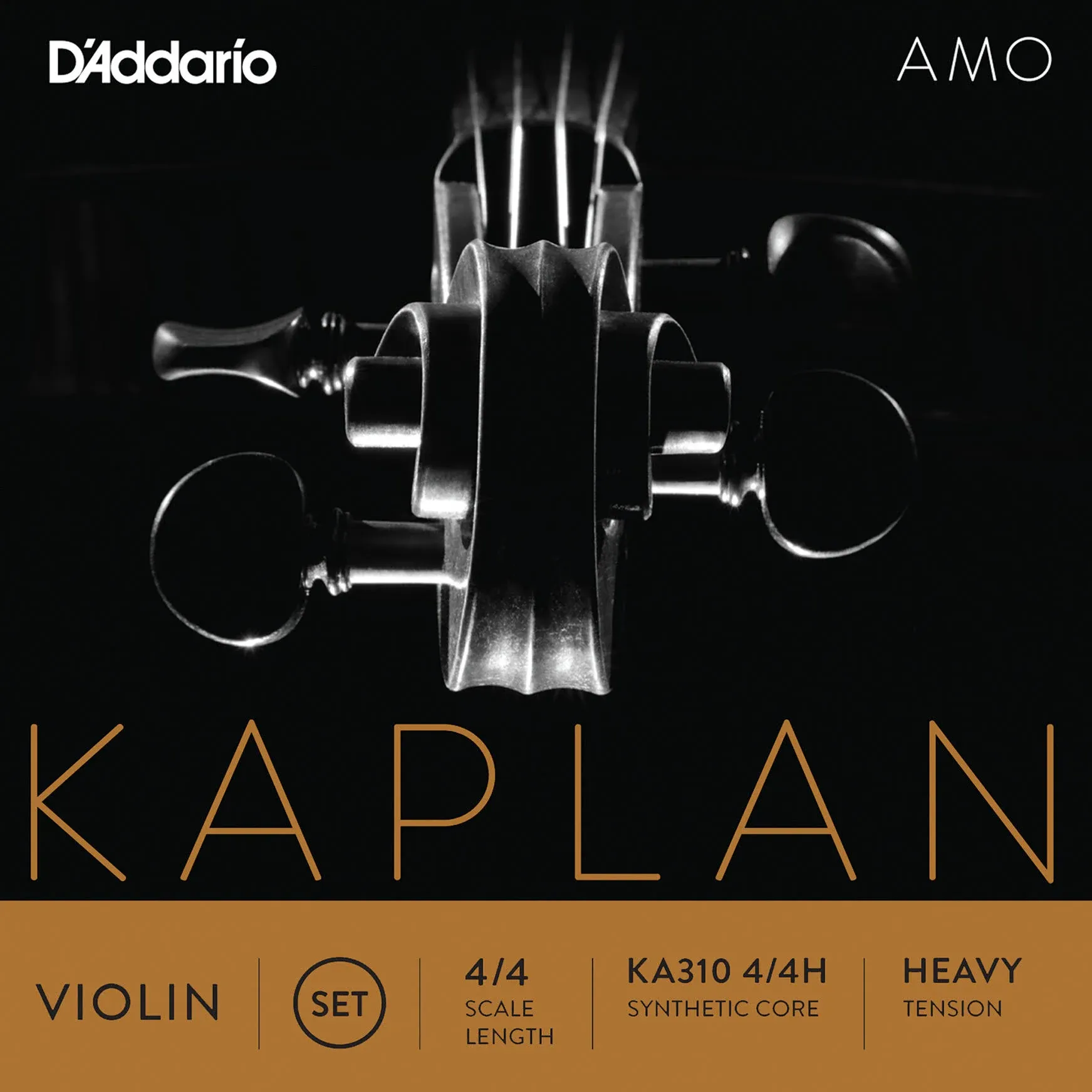 D'Addario Kaplan Amo Violin Strings - Full Set - KA310 4/4H - Violin Strings - 4/4 Scale, Heavy Tension