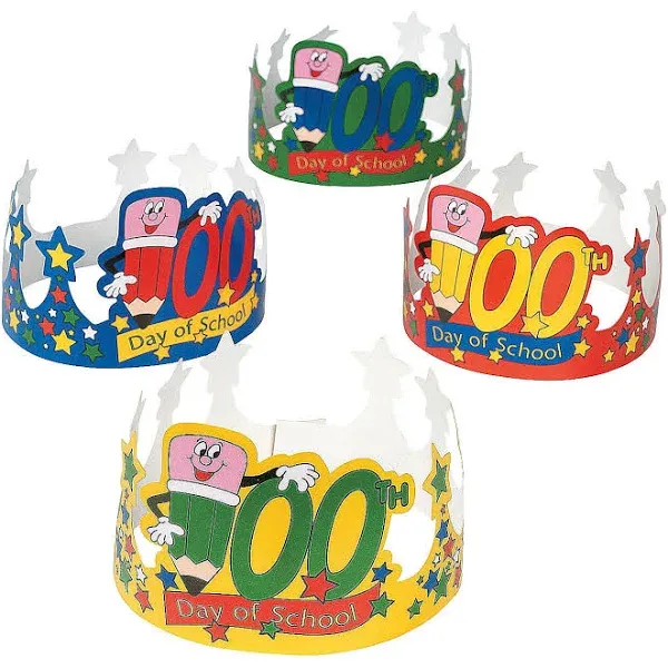 100TH DAY PAPER CROWNS - 12 pieces