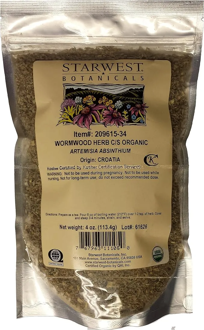 Starwest Botanicals Wormwood Herb C/S Organic 4 oz