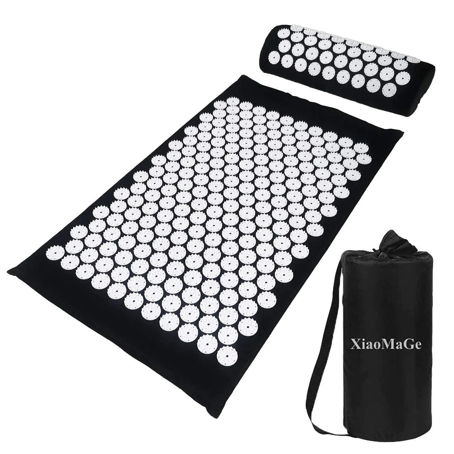 XiaoMaGe Acupressure Mat and Pillow Set with Bag - Large Size 28.7 x 16.5 inch ...