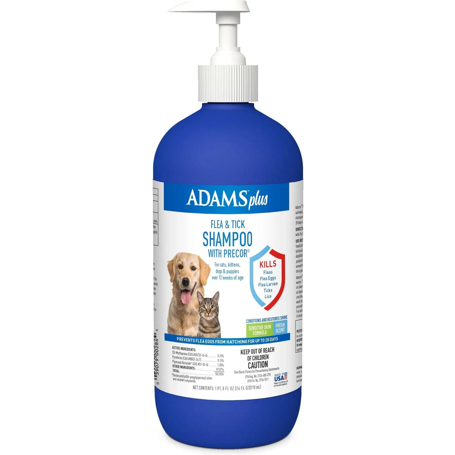 Adams Plus Flea & Tick Shampoo with Precor for Cats, Kittens, Dogs & Puppies Over ...